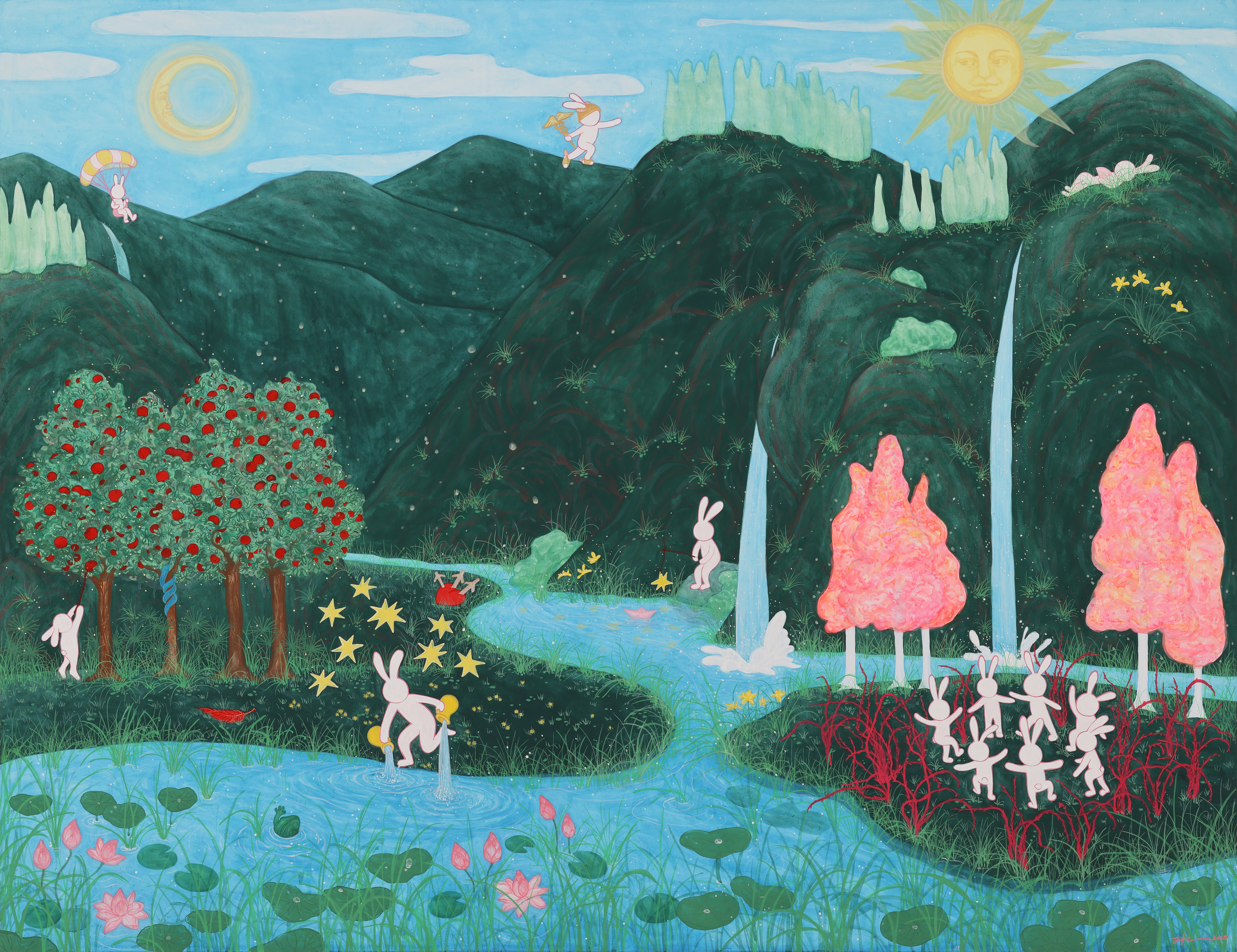 세계, 112x145.5cm, 장지에 호분과 분채, 2024 720만원.JPG