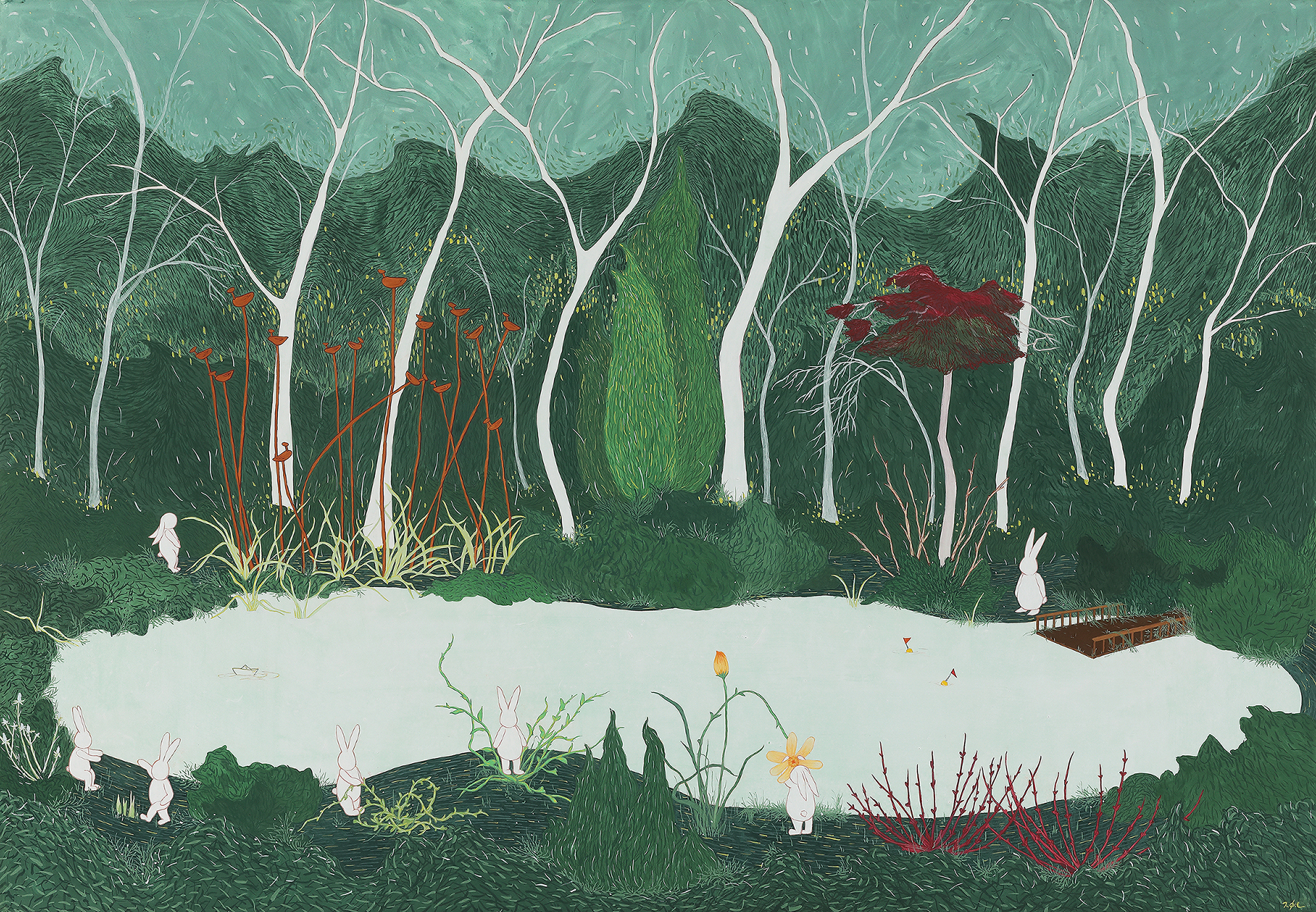 우연히, 그곳에, 112.1x162.2cm, 장지에 호분과 분채, 2021 800만원.jpg