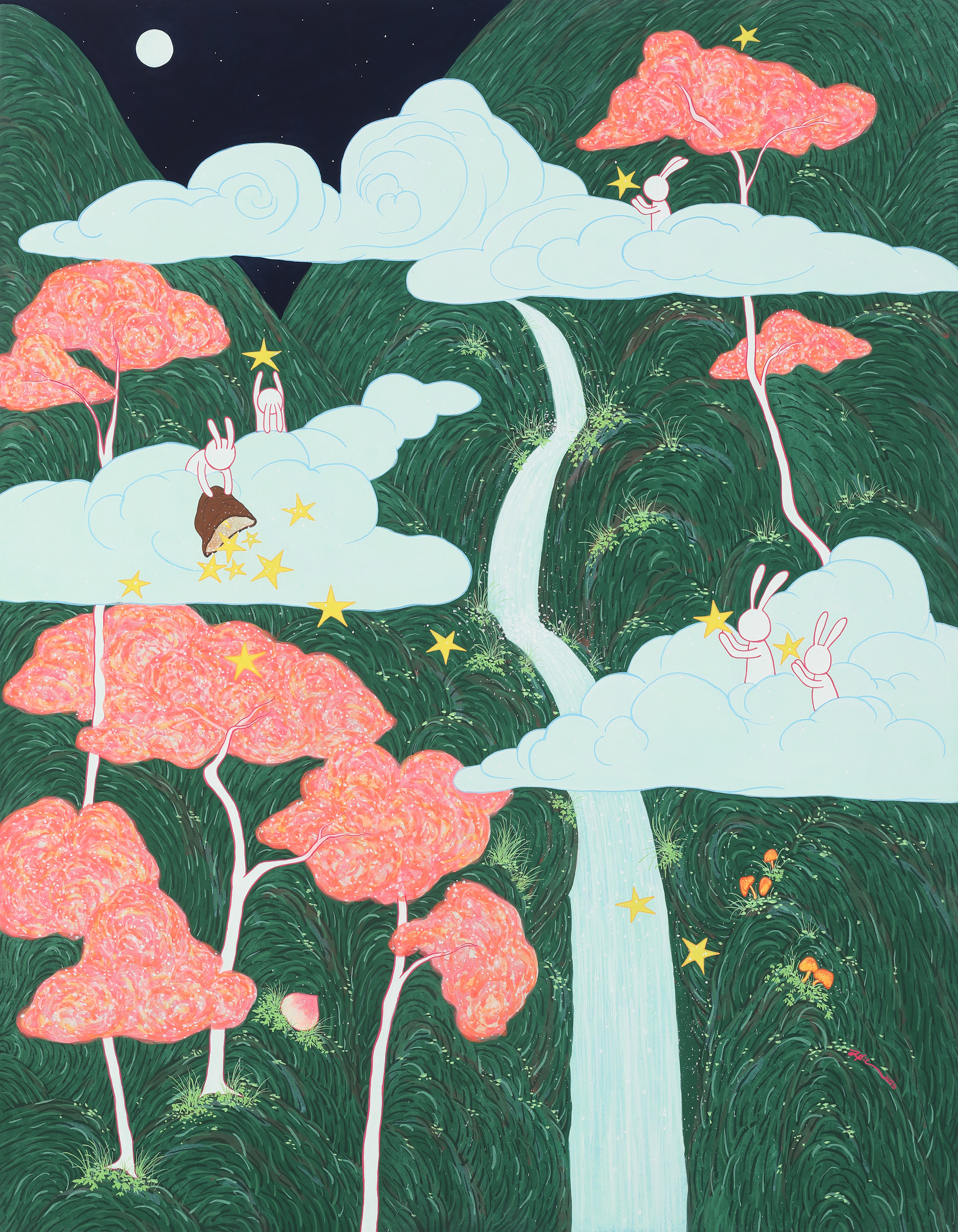 각자의 별, 116.8x91cm, 장지에 호분과 분채, 2023 500만원.jpg