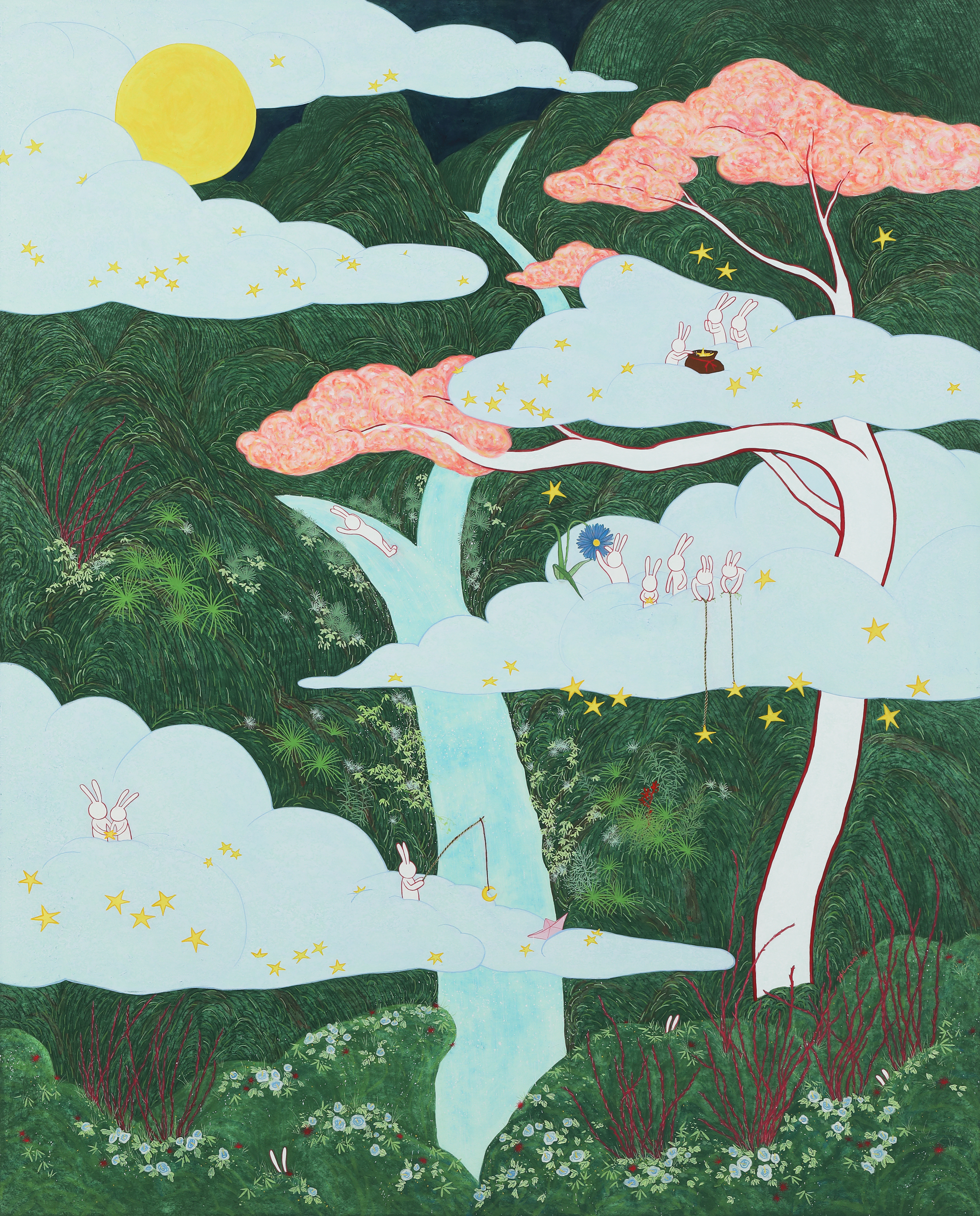 별을 위한 기도, 162.2x130.3cm, 장지에 호분과 분채, 2023 800만원.jpg