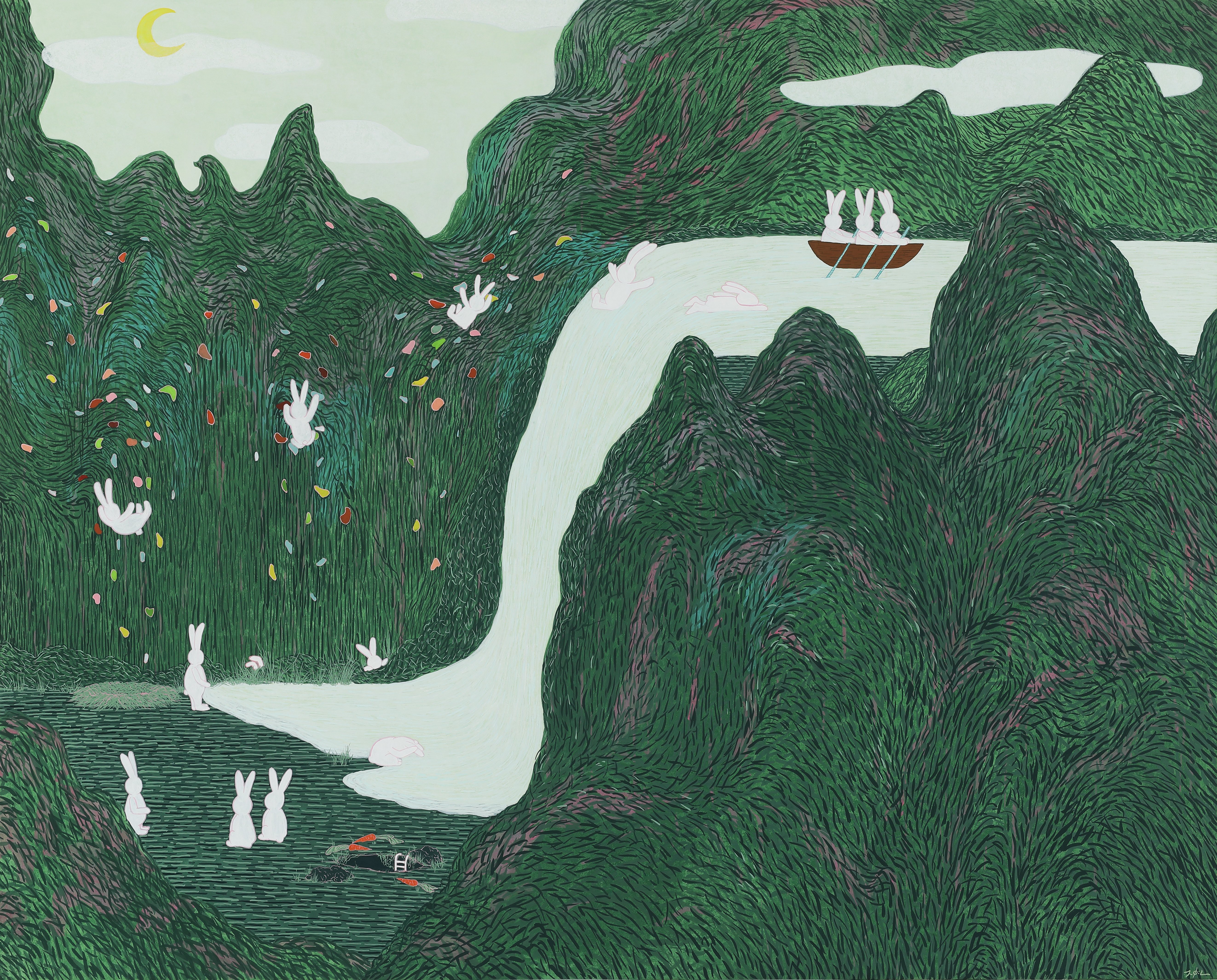 미지의 여정, 130.3x162.2cm, 장지에 호분과 분채, 2021 800만원.jpg