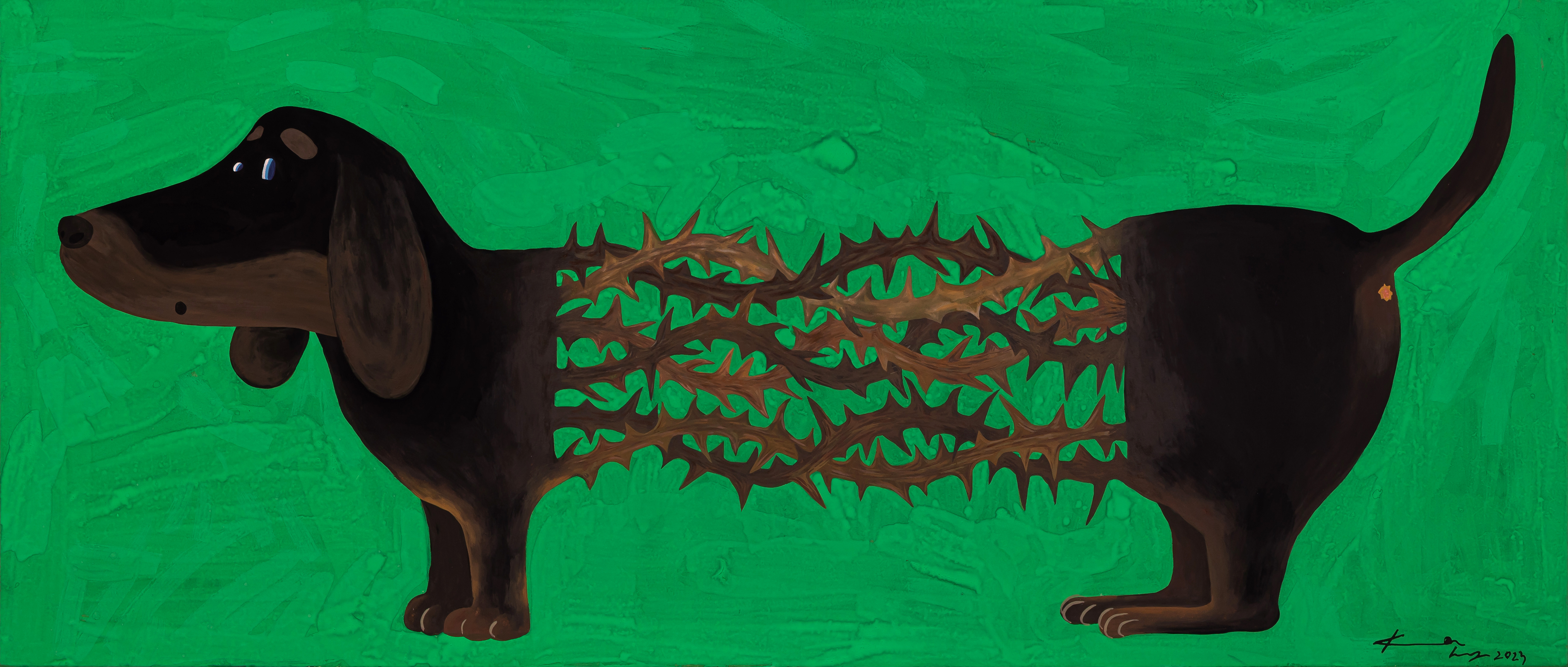 가시가시훈트, 장지에 채색, 100x45cm, 2023.jpg