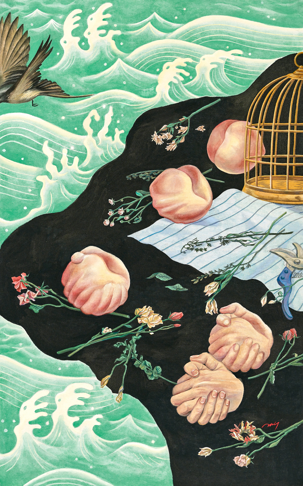 4. 그때는 옳고, 지금은 틀리다, 116.8×72.7cm, 린넨에 석채, 2023.jpg
