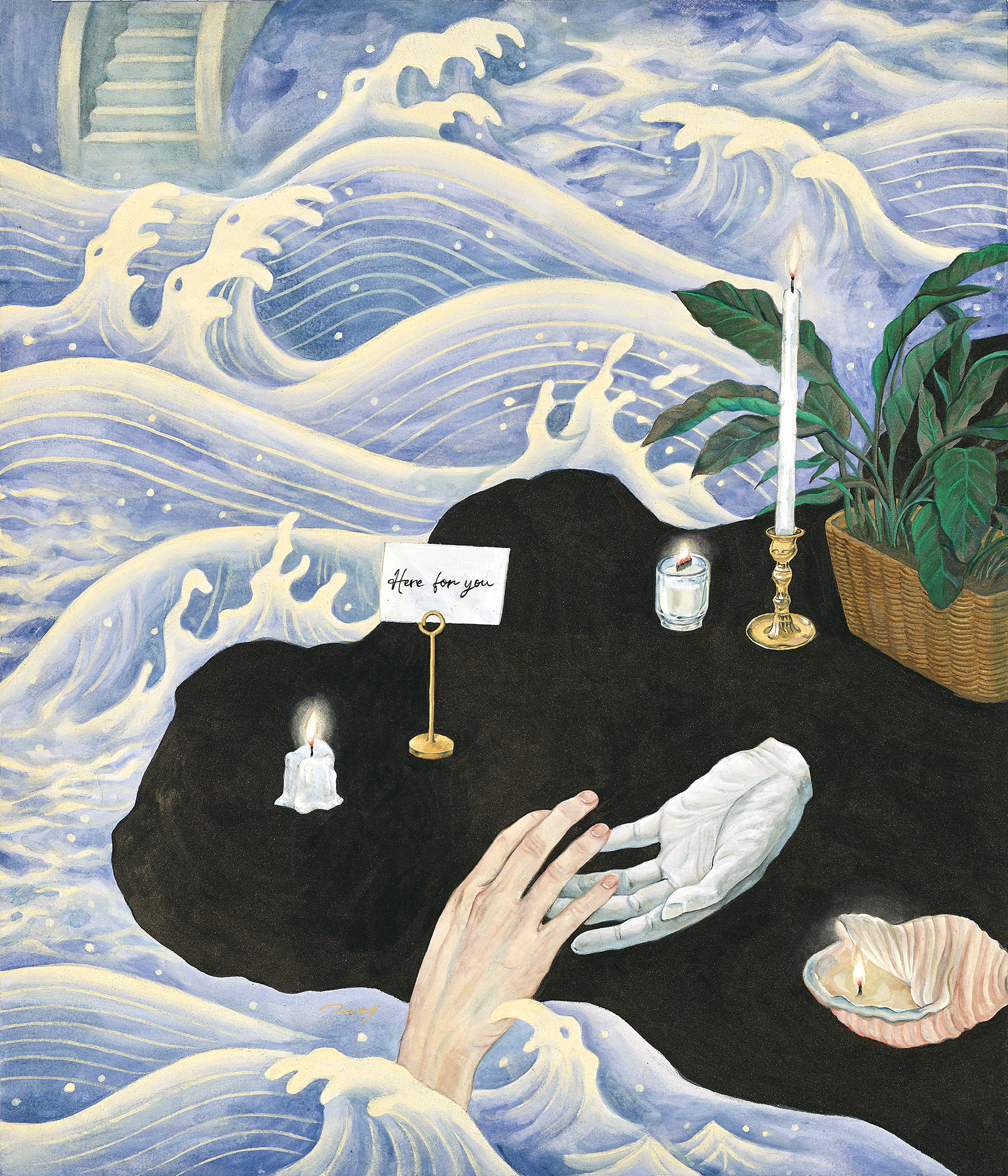 2. Here for you, 70×60cm, 린넨에 석채, 2022.jpg