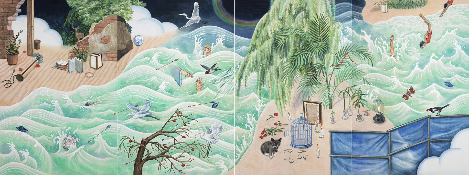 10. 표류·여정·풍경, 150×400cm, 린넨에 석채, 아크릴, 2024.jpg