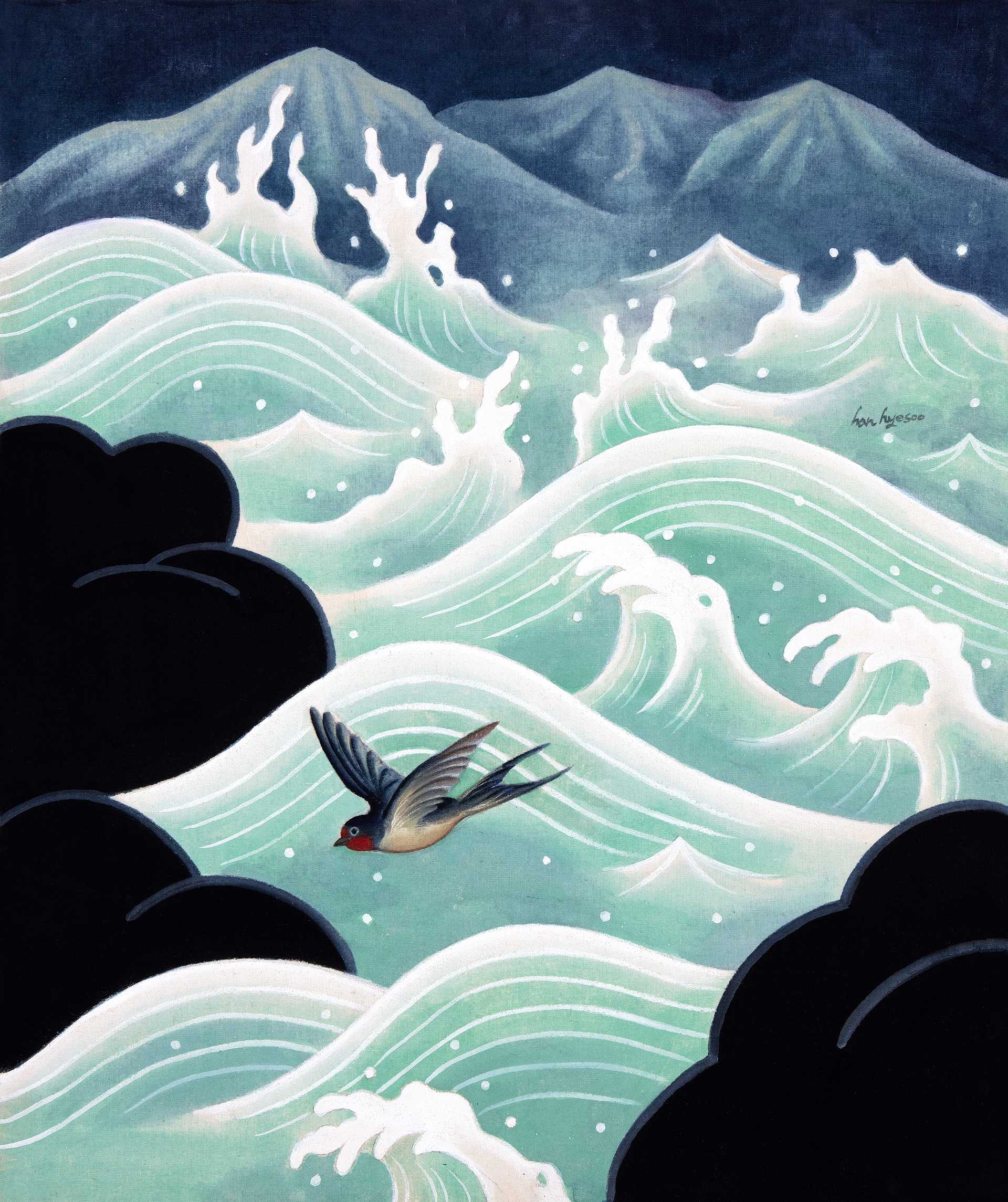 8. 물길의 변주, 72.7×60.6cm, 린넨에 석채, 2023.jpg