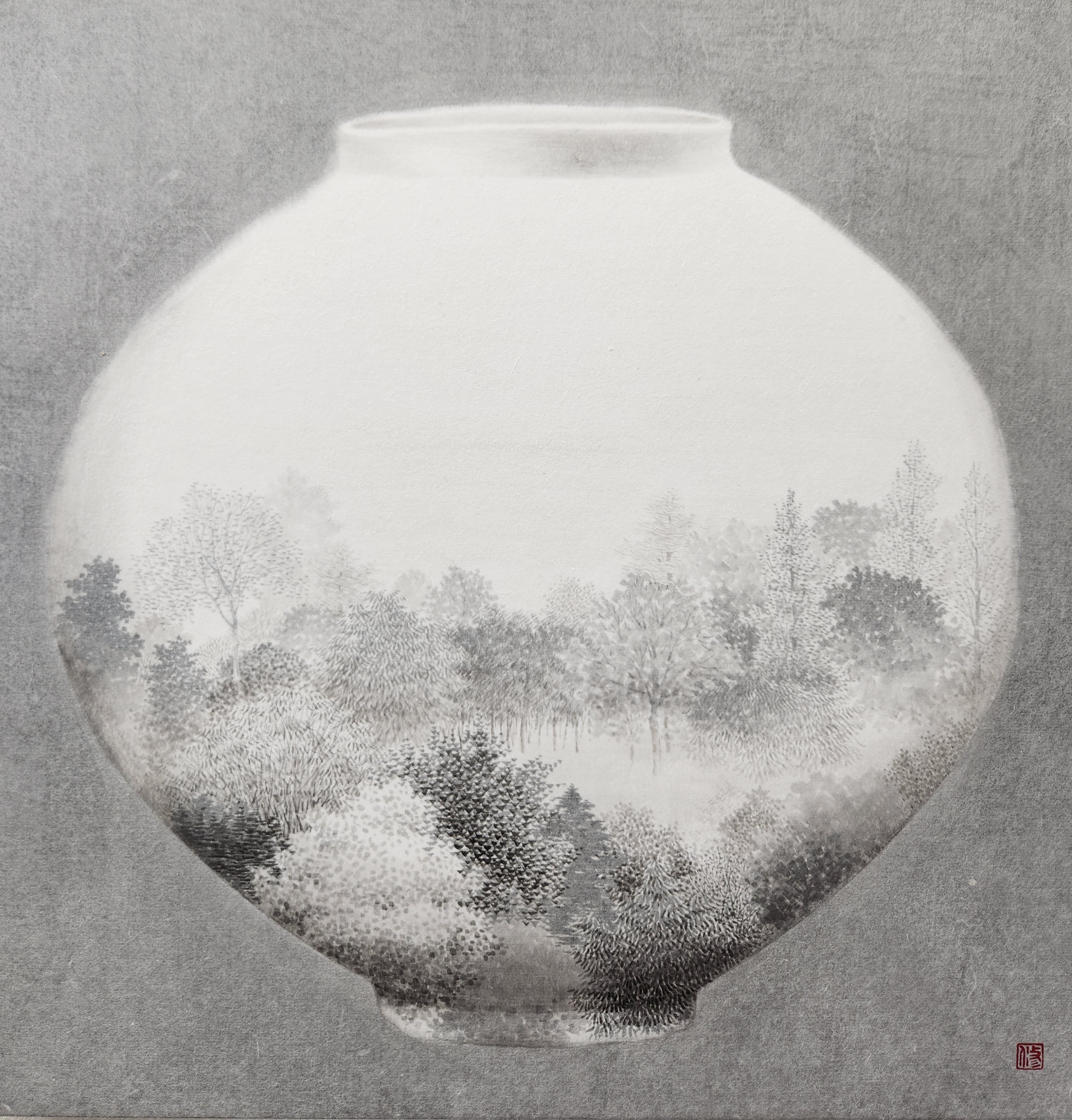 내밀한풍요2, 한지위에 수묵, 70x70cm 2026 400만원.jpg
