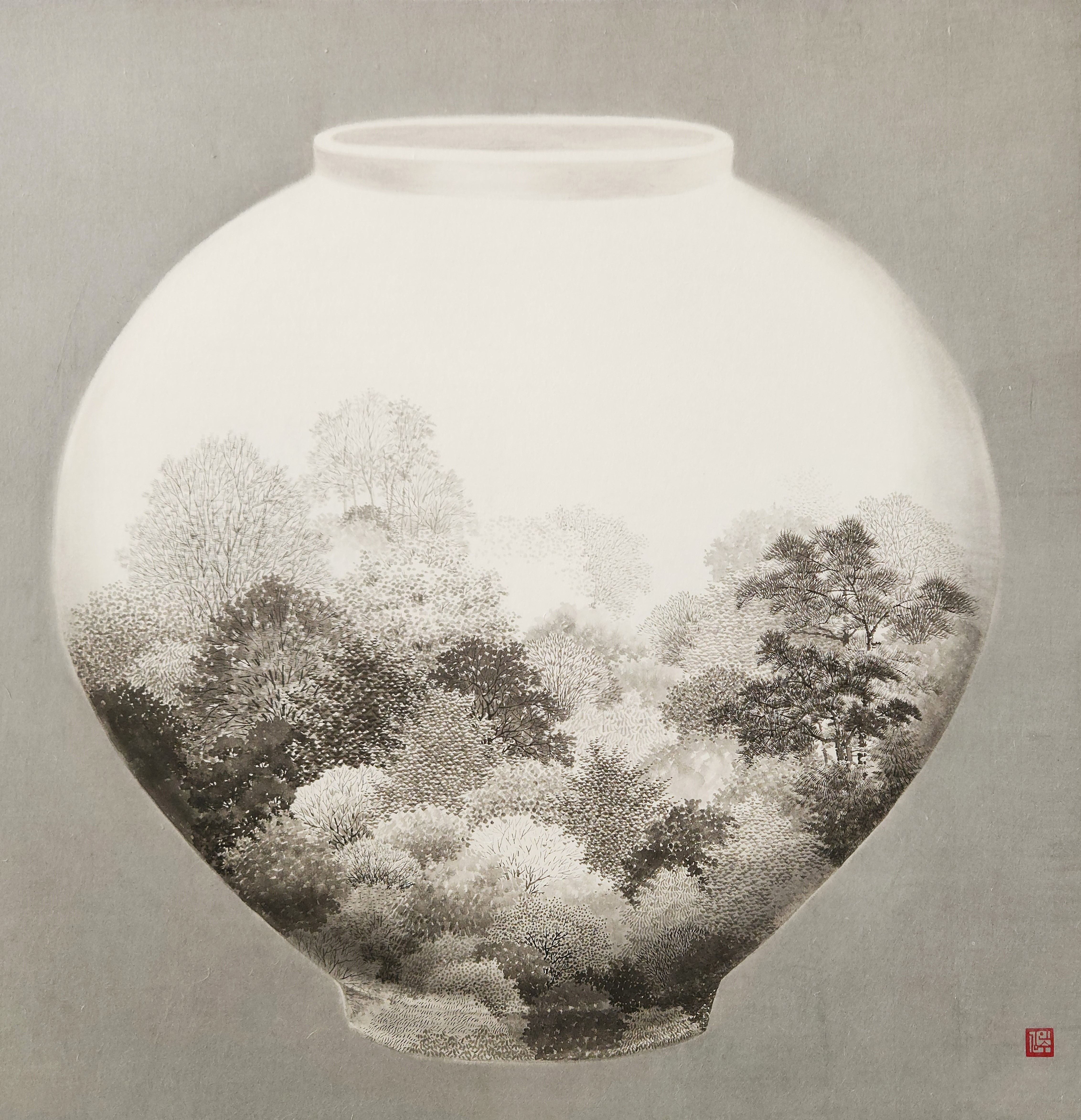 내밀한풍요, 한지위에 수묵, 70x70cm 2026 400만원.jpg