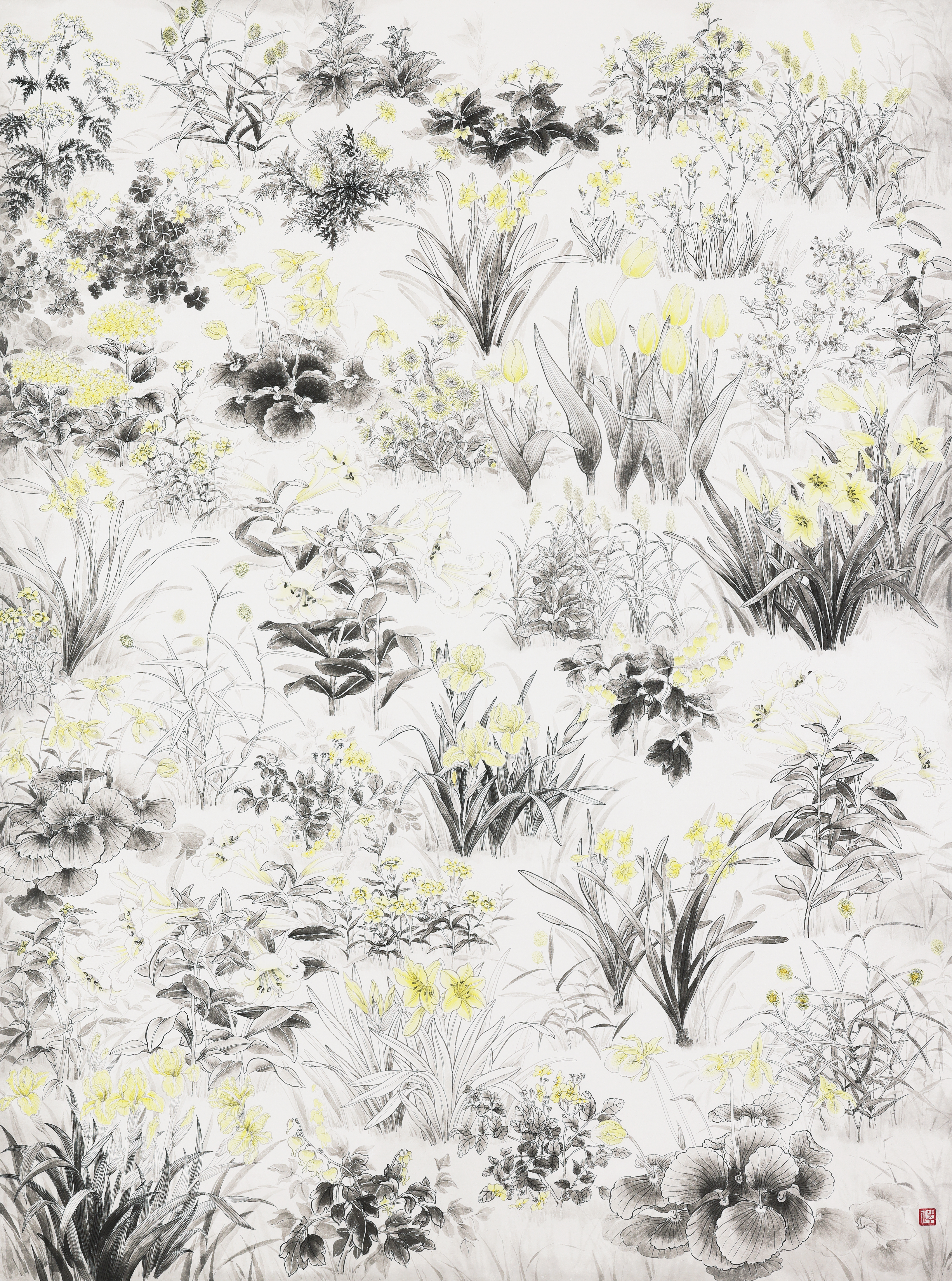 노란기억, 한지위에 수묵담채, 97x130.3cm, 2025 800만원.jpg