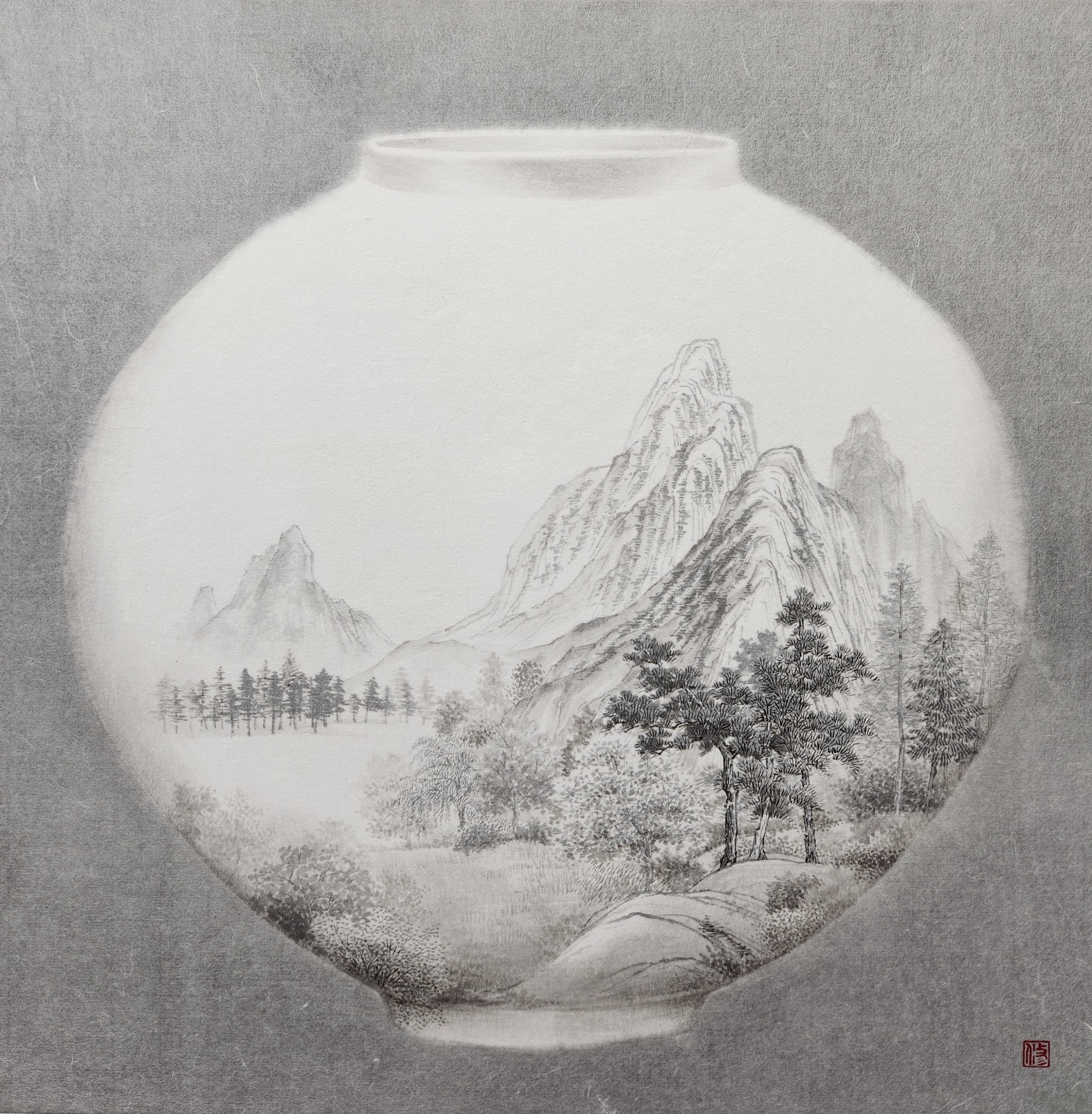 내밀한풍요3, 한지위에 수묵, 70x70cm 2026 400만원.jpg