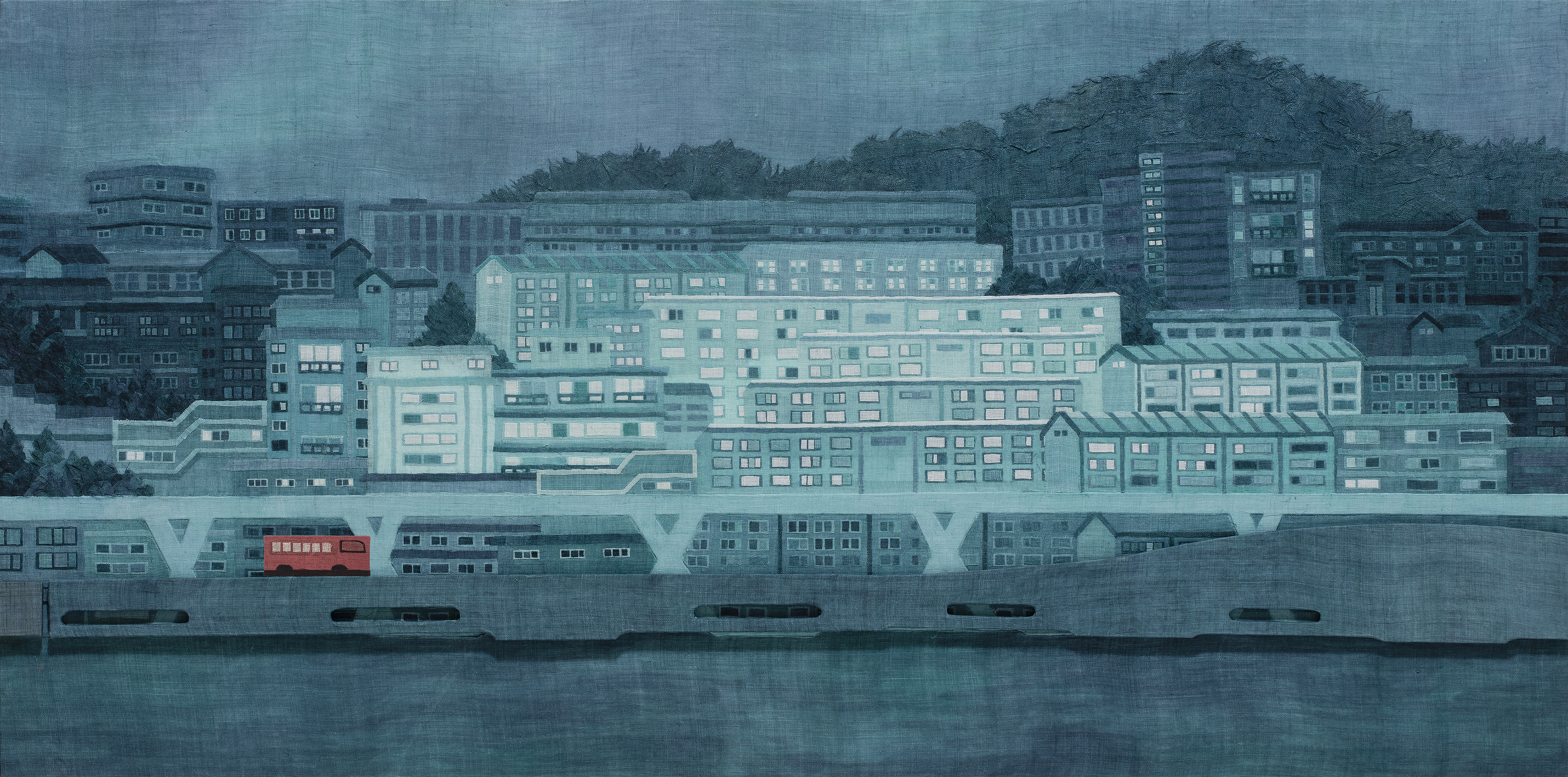 위로받고싶은밤, 모시에 염색,콜라주,65cm x135cm, 2016,400만원.jpeg